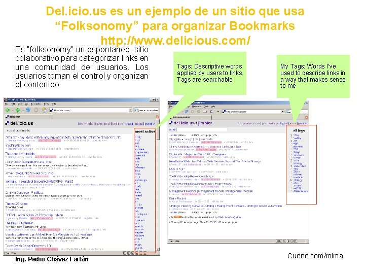 Del. icio. us es un ejemplo de un sitio que usa “Folksonomy” para organizar