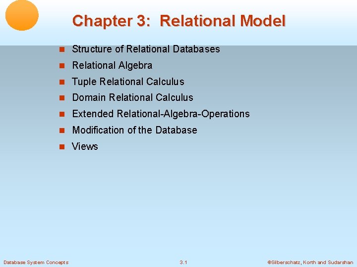 Chapter 3: Relational Model Structure of Relational Databases Relational Algebra Tuple Relational Calculus Domain