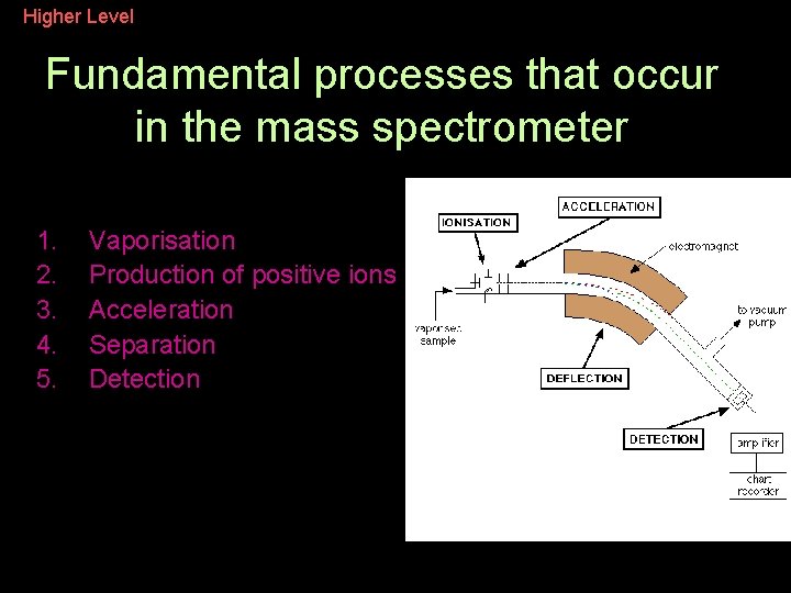 Higher Level Fundamental processes that occur in the mass spectrometer 1. 2. 3. 4. Higher Level Fundamental processes that occur in the mass spectrometer 1. 2. 3. 4.