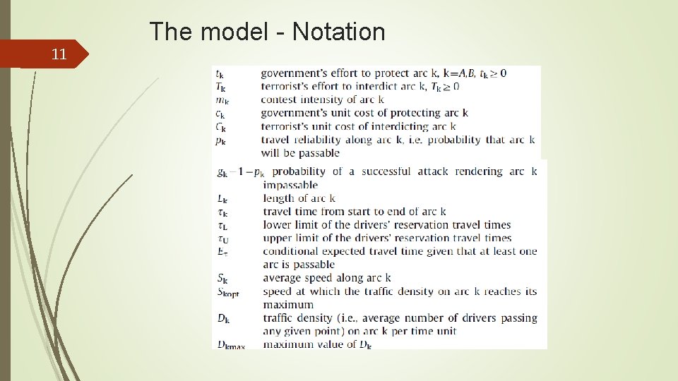 11 The model - Notation 