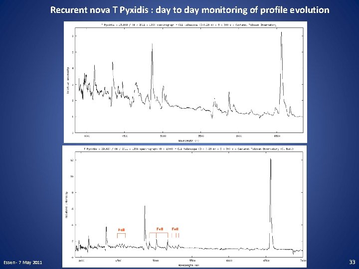 Recurent nova T Pyxidis : day to day monitoring of profile evolution Essen -