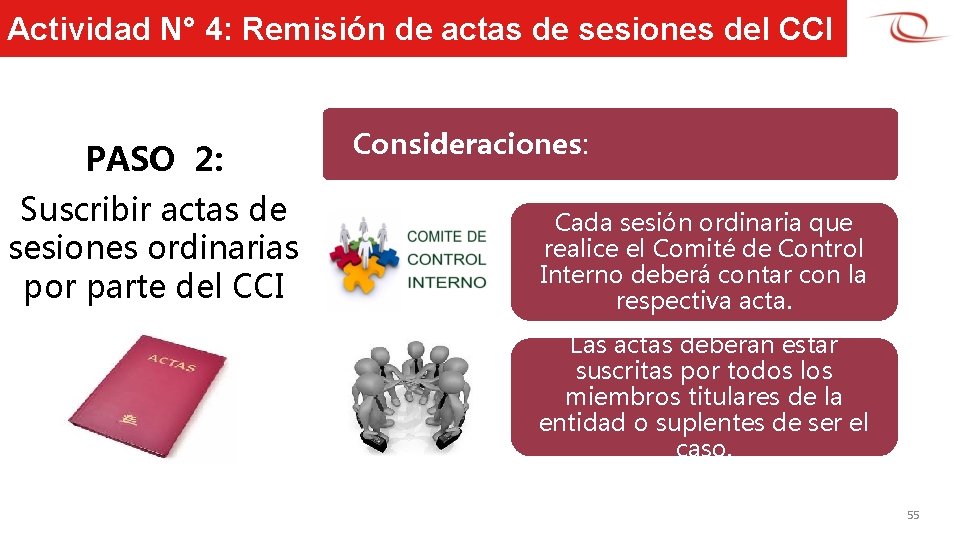 Actividad N° 4: Remisión de actas de sesiones del CCI PASO 2: Suscribir actas