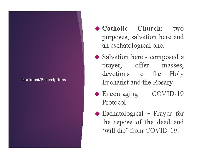  Catholic Church: two purposes, salvation here and an eschatological one. Salvation here -