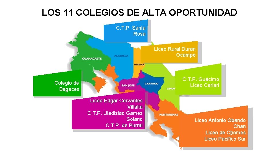 LOS 11 COLEGIOS DE ALTA OPORTUNIDAD C. T. P. Santa Rosa Liceo Rural Duran