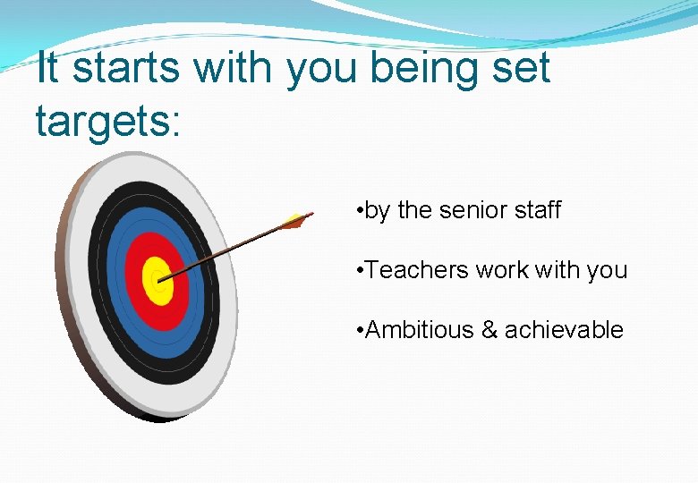 It starts with you being set targets: • by the senior staff • Teachers It starts with you being set targets: • by the senior staff • Teachers