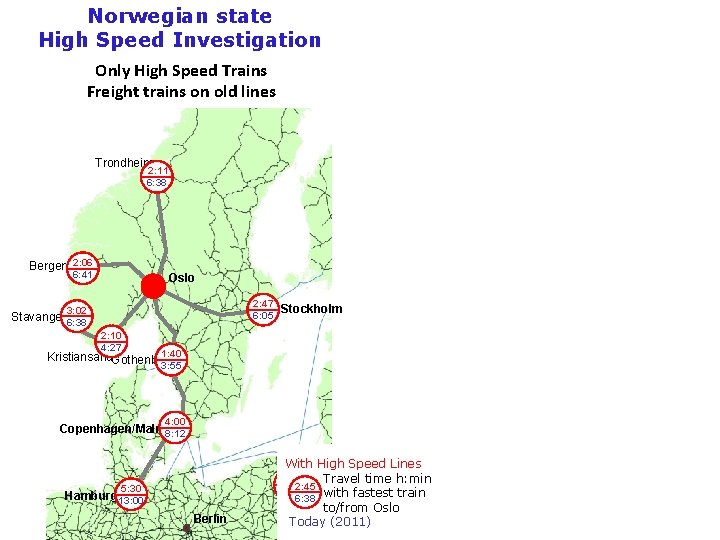 Norwegian state High Speed Investigation Only High Speed Trains Freight trains on old lines