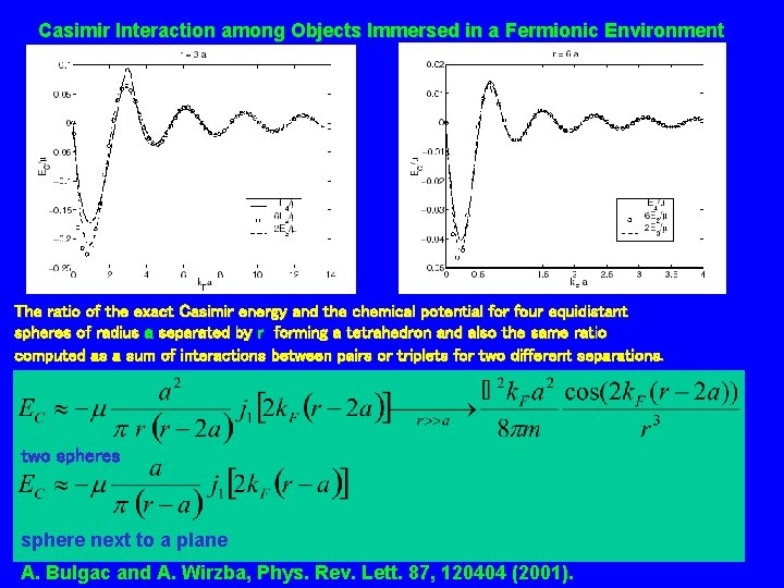 Casimir Interaction among Objects Immersed in a Fermionic Environment The ratio of the exact