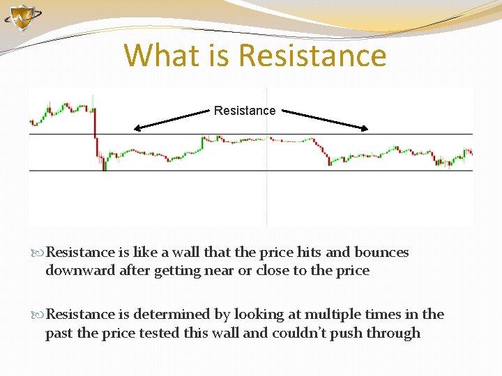 What is Resistance is like a wall that the price hits and bounces downward