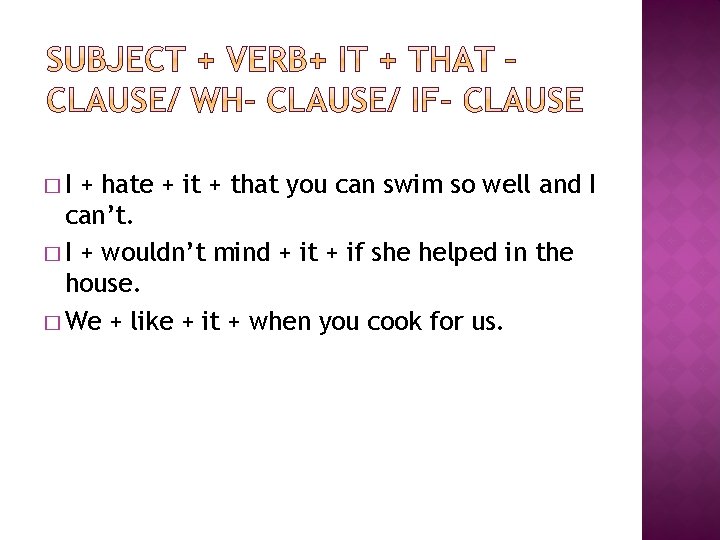 �I + hate + it + that you can swim so well and I