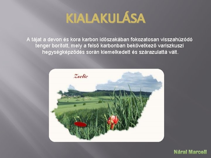 KIALAKULÁSA A tájat a devon és kora karbon időszakában fokozatosan visszahúzódó tenger borított, mely