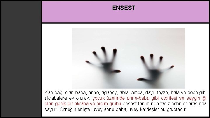 ENSEST Kan bağı olan baba, anne, ağabey, abla, amca, dayı, teyze, hala ve dede