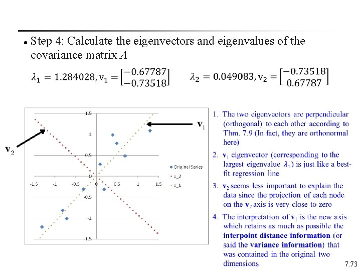 l Step 4: Calculate the eigenvectors and eigenvalues of the covariance matrix A 7.