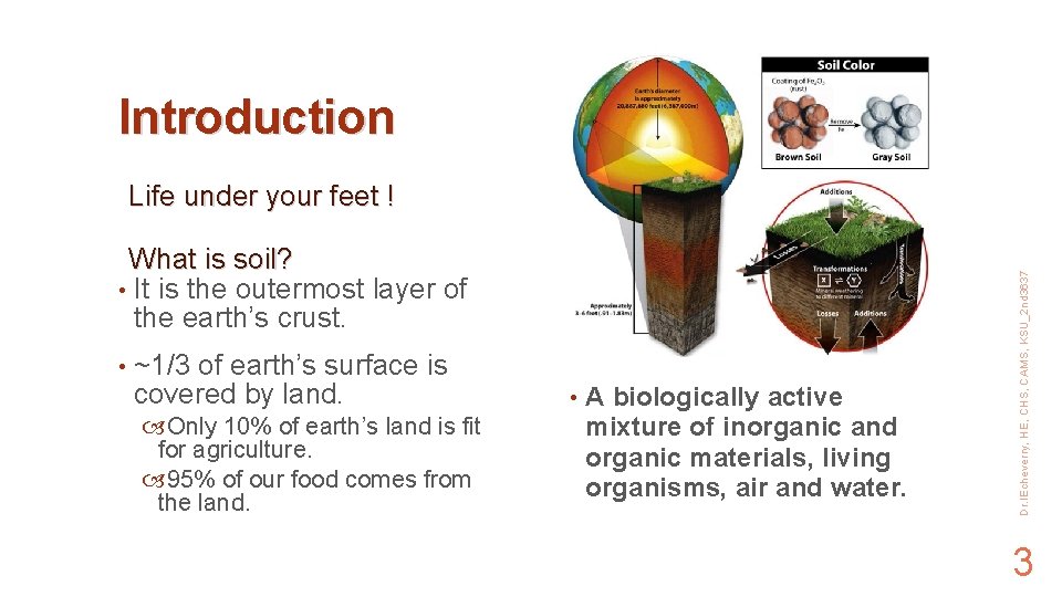 Introduction What is soil? • It is the outermost layer of the earth’s crust.