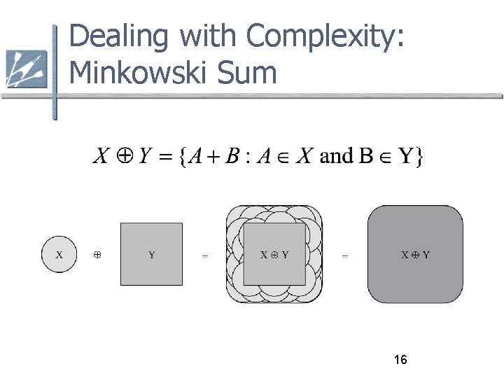 Dealing with Complexity: Minkowski Sum 16 