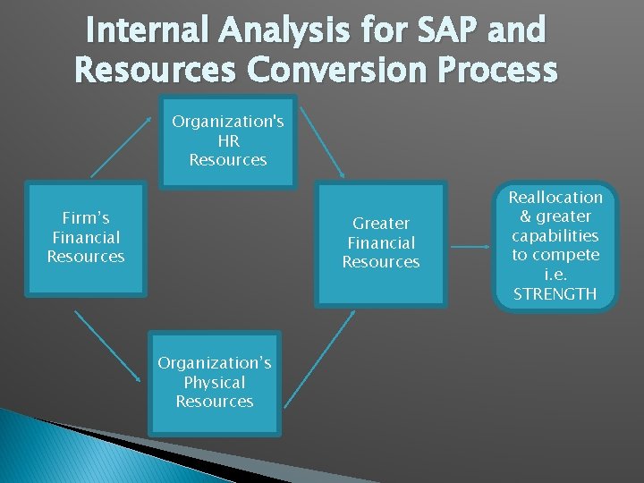 Internal Analysis for SAP and Resources Conversion Process Organization's HR Resources Firm’s Financial Resources