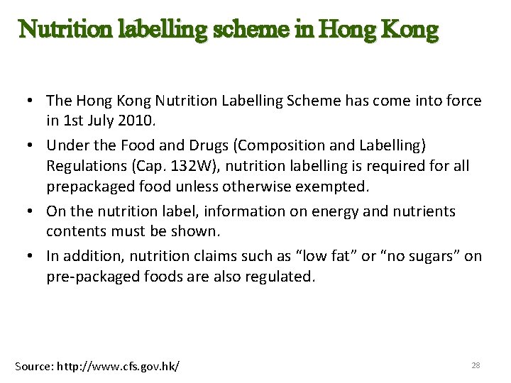 Nutrition labelling scheme in Hong Kong • The Hong Kong Nutrition Labelling Scheme has