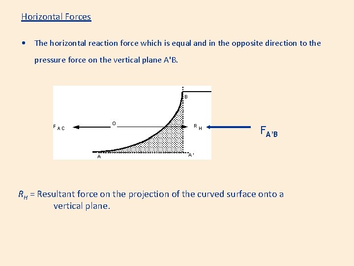 Horizontal Forces • The horizontal reaction force which is equal and in the opposite