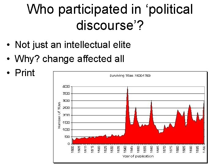 Who participated in ‘political discourse’? • Not just an intellectual elite • Why? change