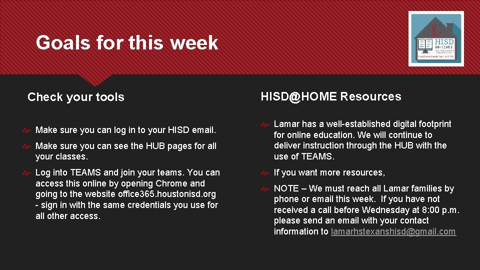 Goals for this week Check your tools Make sure you can log in to