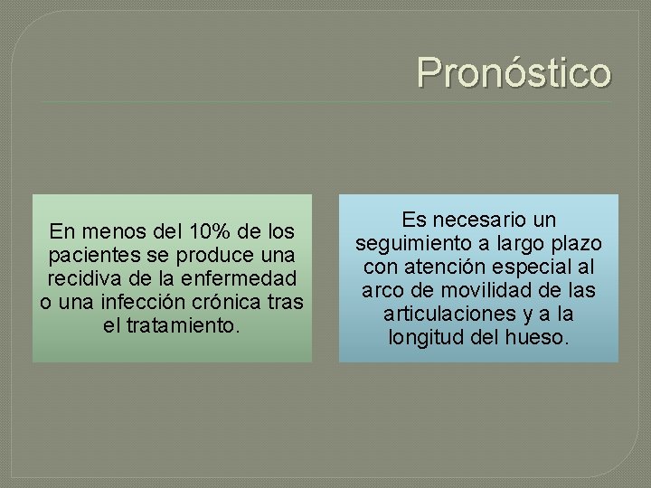 Pronóstico En menos del 10% de los pacientes se produce una recidiva de la