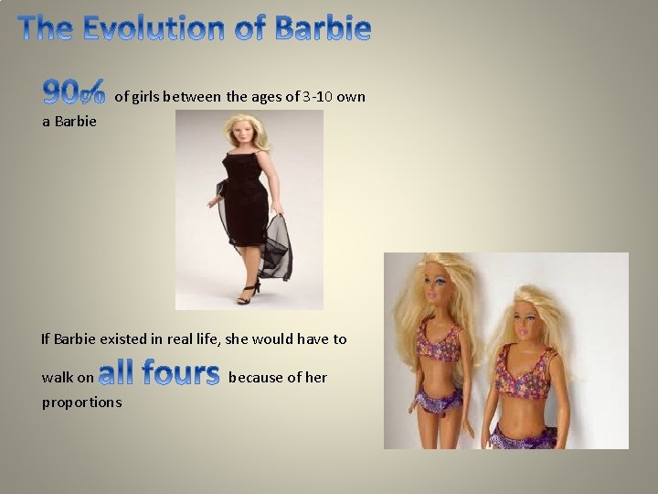 of girls between the ages of 3 -10 own a Barbie If Barbie existed