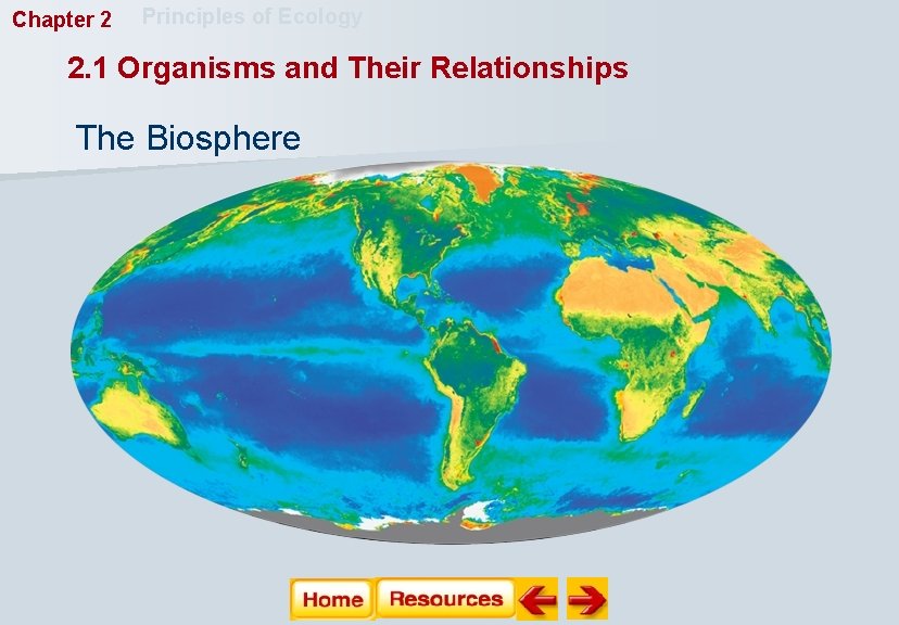 Chapter 2 Principles of Ecology 2. 1 Organisms and Their Relationships The Biosphere 