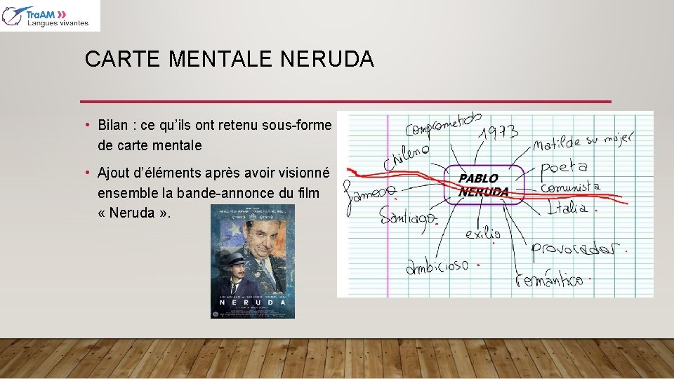 CARTE MENTALE NERUDA • Bilan : ce qu’ils ont retenu sous-forme de carte mentale