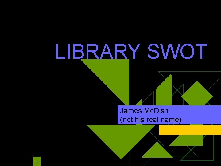 LIBRARY SWOT James Mc. Dish (not his real name) 1 