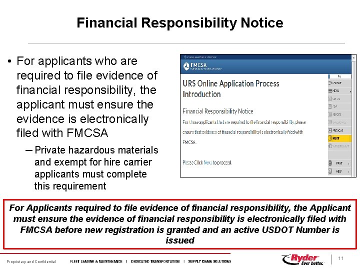 Financial Responsibility Notice • For applicants who are required to file evidence of financial