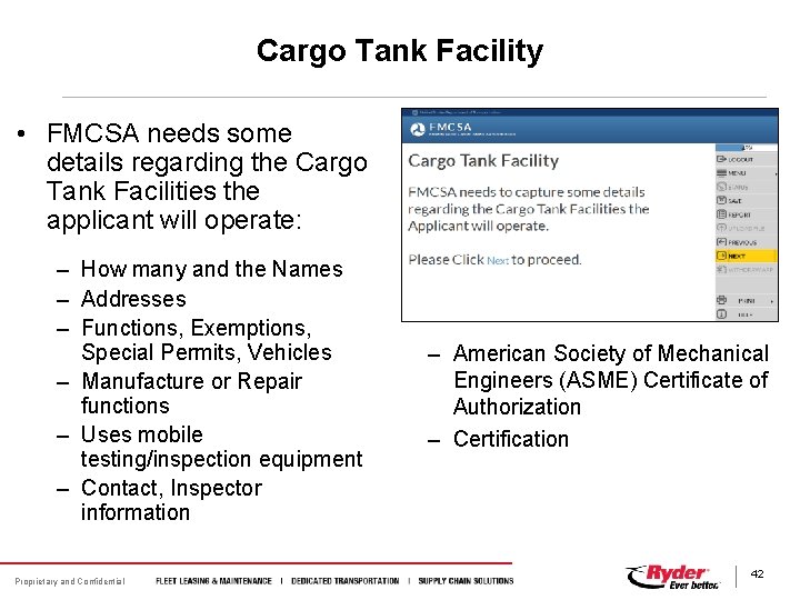 Cargo Tank Facility • FMCSA needs some details regarding the Cargo Tank Facilities the