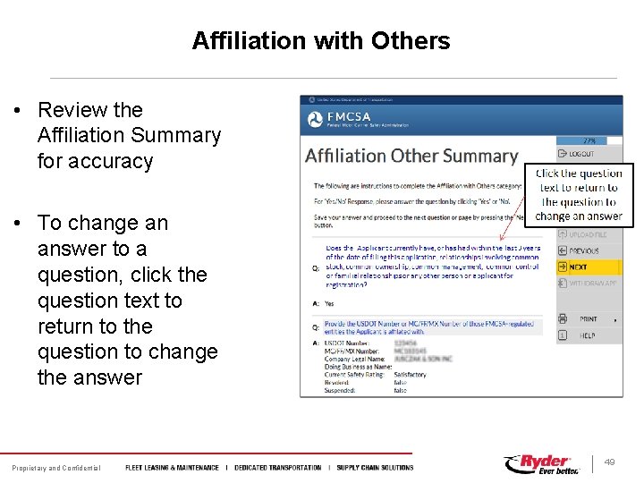 Affiliation with Others • Review the Affiliation Summary for accuracy • To change an