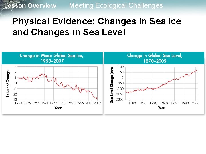 Lesson Overview Meeting Ecological Challenges Physical Evidence: Changes in Sea Ice and Changes in