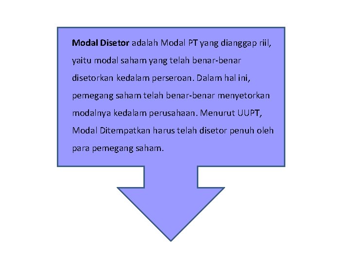 Modal Disetor adalah Modal PT yang dianggap riil, yaitu modal saham yang telah benar-benar