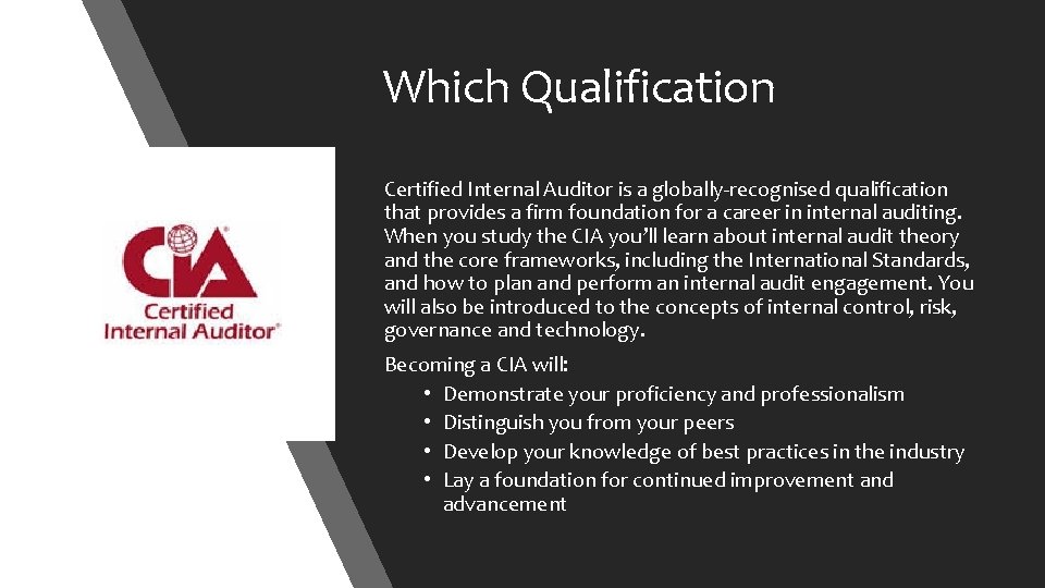 Which Qualification Certified Internal Auditor is a globally-recognised qualification that provides a firm foundation