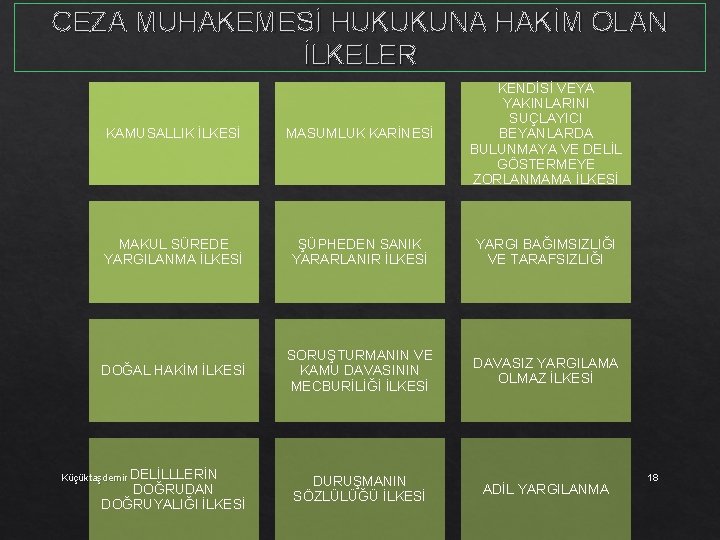 CEZA MUHAKEMESİ HUKUKUNA HAKİM OLAN İLKELER KAMUSALLIK İLKESİ MASUMLUK KARİNESİ KENDİSİ VEYA YAKINLARINI SUÇLAYICI