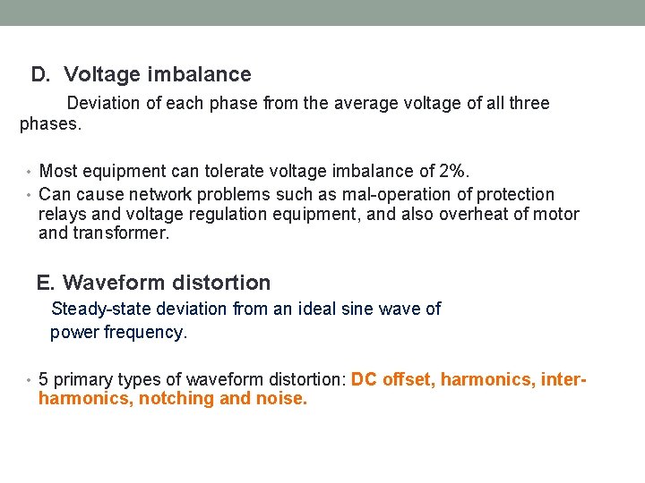 D. Voltage imbalance Deviation of each phase from the average voltage of all three