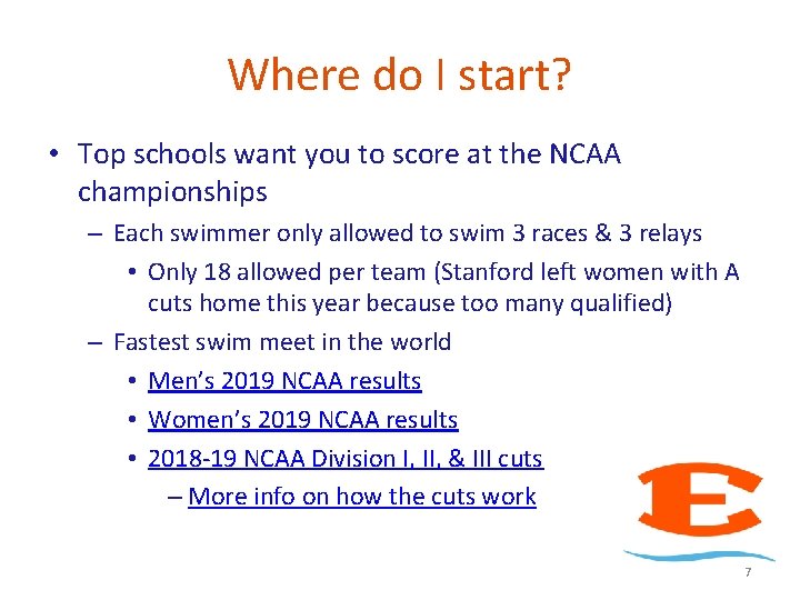 Where do I start? • Top schools want you to score at the NCAA