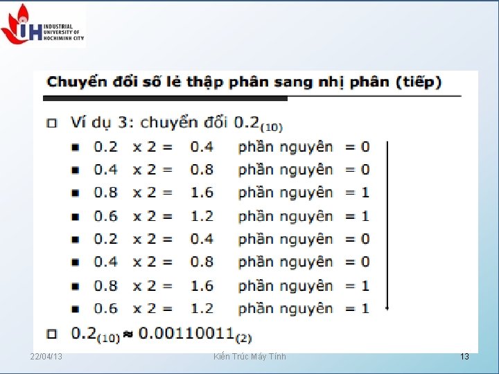 22/04/13 Kiến Trúc Máy Tính 13 