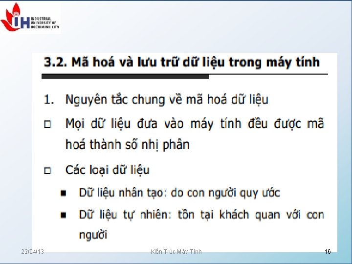 22/04/13 Kiến Trúc Máy Tính 16 