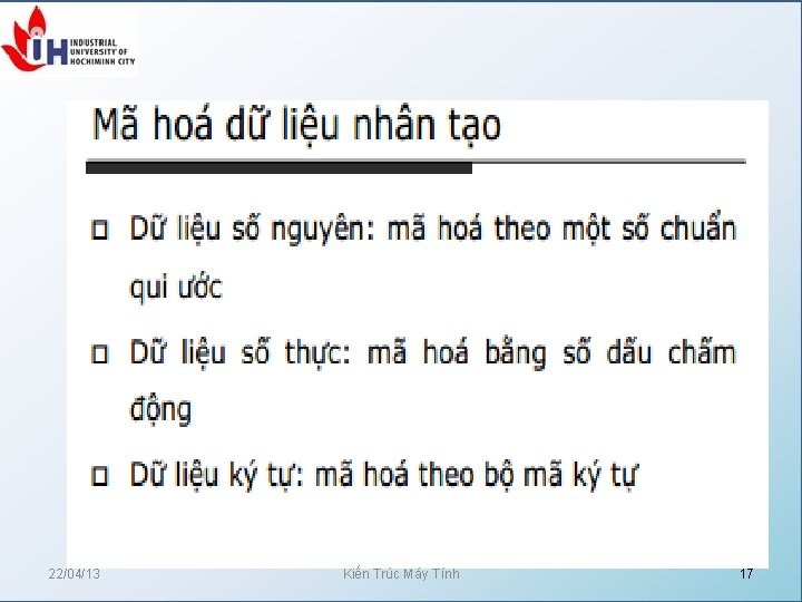 22/04/13 Kiến Trúc Máy Tính 17 