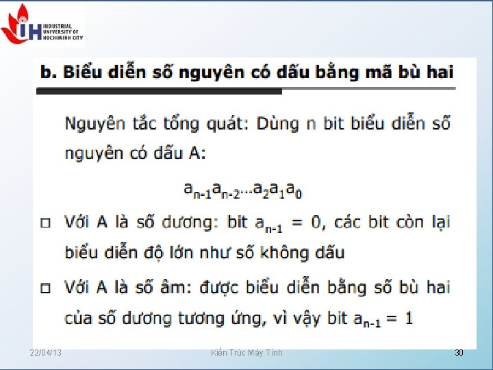 22/04/13 Kiến Trúc Máy Tính 30 