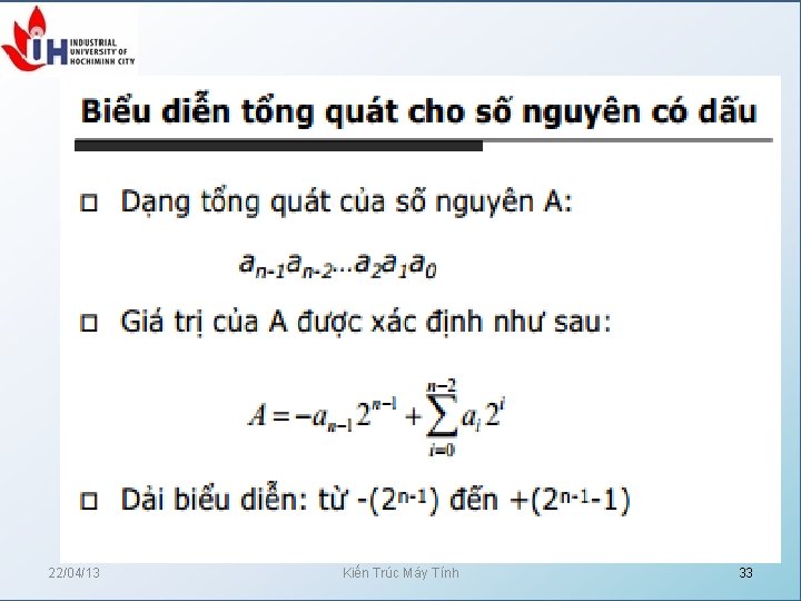 22/04/13 Kiến Trúc Máy Tính 33 