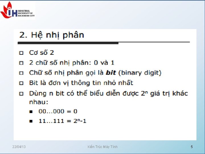 22/04/13 Kiến Trúc Máy Tính 5 