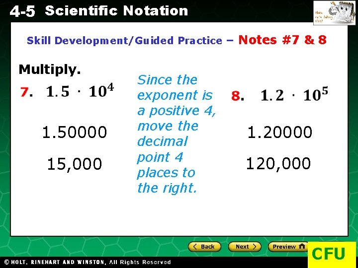 4 -5 Scientific Notation Skill Development/Guided Practice – Notes #7 & 8 Evaluating Algebraic