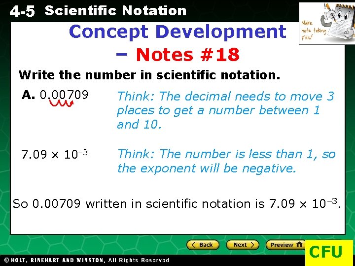 4 -5 Scientific Notation Concept Development – Notes #18 Evaluating Algebraic Expressions Write the