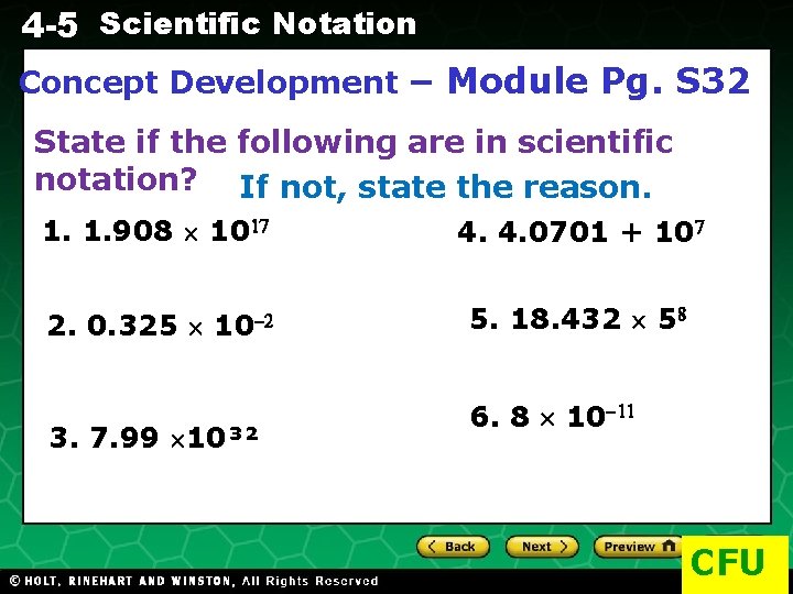 4 -5 Scientific Notation Concept Development – Module Pg. S 32 Evaluating Algebraic State