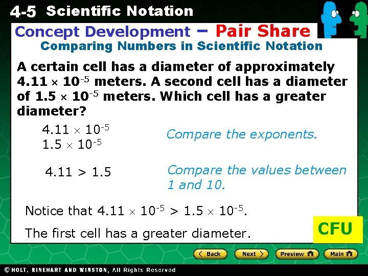 4 -5 Scientific Notation Concept Development – Pair Share Comparing Numbers in Scientific Notation