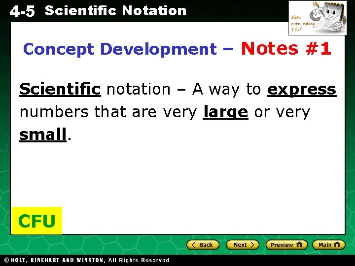 4 -5 Scientific Notation Concept Development – Notes #1 Evaluating Algebraic Expressions Scientific notation