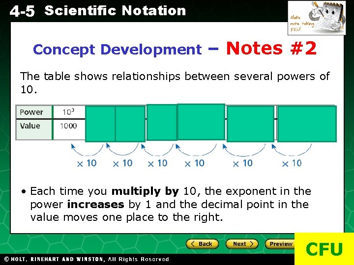 4 -5 Scientific Notation Concept Development – Notes #2 Evaluating Algebraic Expressions The table