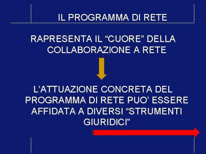 IL PROGRAMMA DI RETE RAPRESENTA IL “CUORE” DELLA COLLABORAZIONE A RETE L’ATTUAZIONE CONCRETA DEL